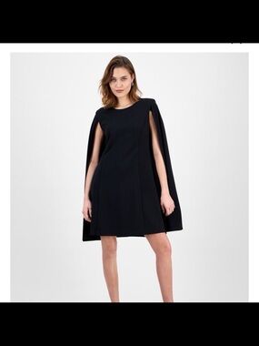 connected apparel Black Cape Mini Dress